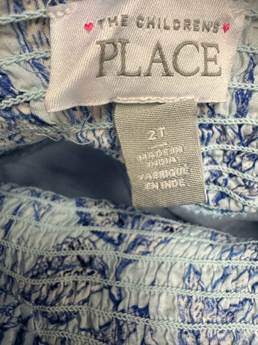 Blue and White Leaf Print Sundress The Children’s Place 100% Cotton Girls 2T - Picture 12 of 13
